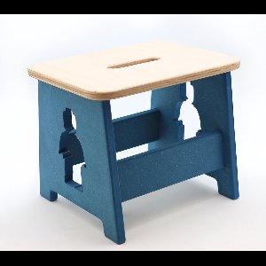Houten kruk voor kinderen - Kinderkruk - Opstapje - Blauw - Lego man