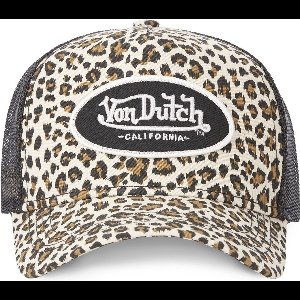 Vondutch Beige Trucker Snapback Cap LEOPARD