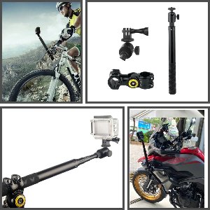 Motor kit Voor Gopro - Motorfiets Mount 4 Gopro - Fiets Mount Voor Gopro 12 11 10 9 8 7 6 5 4 - Gopro-Osmo - Motorcycle Mount - Motor Mount for Gopro - Bike Mount for Gopro - Motorcycle Gopro 12-Camera Mini Ballhead 360 - Aluminium