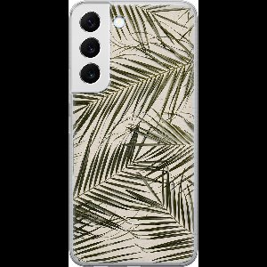 Leuke Telefoonhoesjes - Hoesje geschikt voor Samsung Galaxy S22 - Palmbladeren - Soft case - TPU - Planten - Groen
