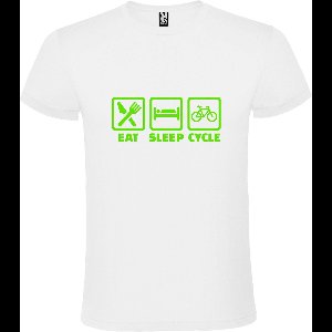 Wit T shirt met print van " Eat Sleep Cycle " print Groen size XL