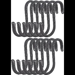Brute Strength - Leren S-haken - Grijs - 12 stuks - Kledinghaak – Leer - kapstokhaak - Ophanghaken – handdoekhaakjes