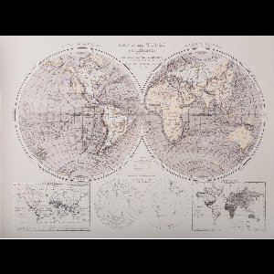 Vintage Canvas Wereldkaart - Schilderij World Map Large woonkamer - 78x85 cm - Beige