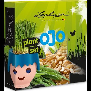 LECHUZA Playmobil OJO - Set met organisch tarwegraszaad en plantplaat en lont en LECHUZA-PON - voor OJO educatieve bloempot (zonder plantenbak!)