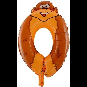 Ballon cijfer 0 dieren 40cm