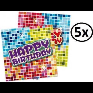 5x Servetten Happy birthday 25cm