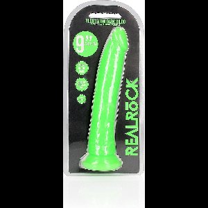 REALROCK - 9" Inch dildo - Slim Glow in the Dark Neon - realistisch - Groen
