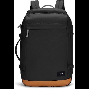 Pacsafe GO Carry-on Backpack - 44 L - Rugzak - RFID-blokkerend - Anti-diefstal - Geschikt als Handbagage - Waterafstotend - Op 2 Manieren te Gebruiken - Turn & Lock Security Hooks - Koffer -Gerecycled Polyester - Jet Black