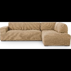 Bankhoes Milos Rechts Beige - Elastisch & Antistatisch - Bankhoezen voor hoekbank