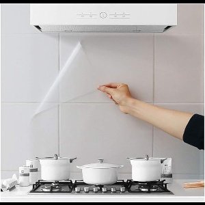 4 Stuks oliebestendige muurstickers, behang voor in de keuken, spatwand muurbeschermer, transparant waterdicht hittebestendig, zelfklevende sticker voor in de keuken eetkamer en houten aanrecht