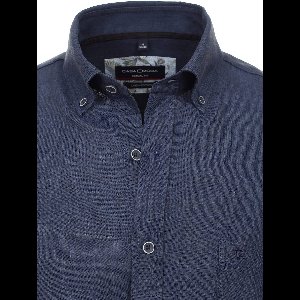 Casa Moda Blauw Linnen Overhemd Button Down Boord - XL
