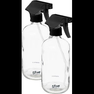 5Five Plantenspuit met een inhoud van 450 ml - 2x - glas - transparant - verstuiver kop - 21 cm