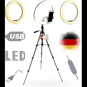 TronicXL Tripod Premium Set 4-delig - 1,05m Camerastatief + Ringlamp + 360° Balhoofd + Smartphonehouder met zwanenhals – ring licht voor uw video live streaming – geschikt voor youtube, TikTok en meer