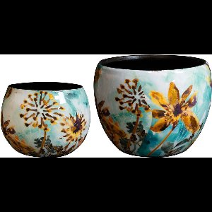 TS Collection - Pot Fresia fresh - Mini set van 2 - Metaal & Epoxy - Exclusieve woonitems voor binnen - Handgemaakt - Unieke print - Designed by Lammie