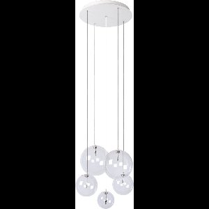 Atmooz - Hanglamp Camau 5 - G4 - Industrieel - Woonkamer / Slaapkamer / Eetkamer - Plafondlamp - Wit - Hoogte 140cm - Metaal en glas - Exclusief Lichtbron