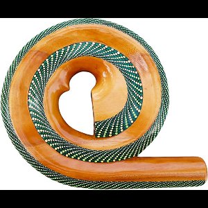 LIDAH® Didgeridoo Instrument - Spiral Travel Digeridoo - 36 cm - Compacte Australian Muziekinstrumenten - Handgeschilderd Mahonie