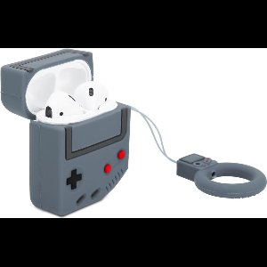 Cadorabo Hoesje geschikt voor Apple AirPod 1 & 2 - Design Retro Game Grey - Draagbaar Silicone hoofdtelefoon beschermend geval 3D geval sleutelhanger