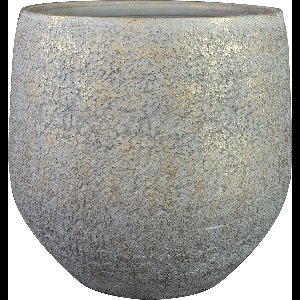 Ter Steege Plantenpot/bloempot - keramiek - metallic zilvergrijs/touch of gold - D36/H33 cm