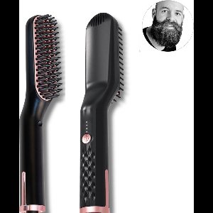BMJ Trading® Baard Stijltang - Baard Styler - Baard Straightener - 3 in 1 - Baardborstel - Beard Brush - Elektrische Baard Borstel - Zwart/Rosé - Baardkam - voor Mannen - Electric Hot Comb