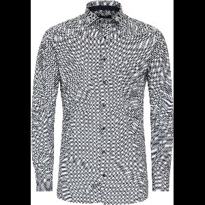 CASA MODA comfort fit overhemd - popeline - groen dessin - Strijkvriendelijk - Boordmaat: 43