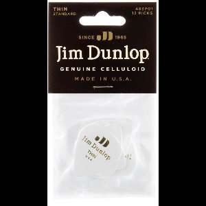 Jim Dunlop - Celluloid - Plectrum - Thin - Wit - 12-pack