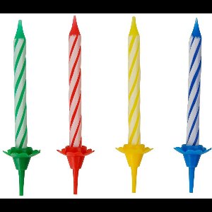 Set van 24 verjaardagskaarsen en 12 kaarsenhouders Fackelmann Rio Party