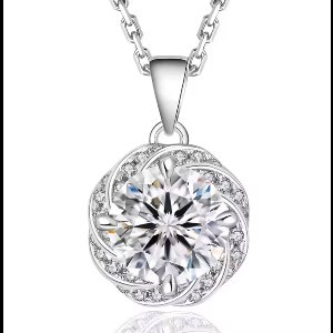 Selevie Zilveren Bloemvormige Moissaniet Hanger Ketting – 1 Karaat - 1ct | 925 Sterling Zilver met Wit Goud Verguld | VVS Kwaliteit - Flower necklace -