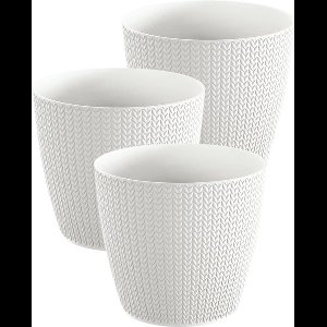 3 bloempotten - wit gehaakt - Serinova kruidenpotten - sierpotten - opvangschaal