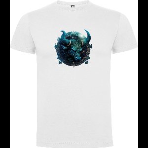 Wit T-Shirt met “Kleurrijke Sterrenbeeld Stier – Astrologie – Horoscoop – Zodiac Signs “ Print Full Color Maat L