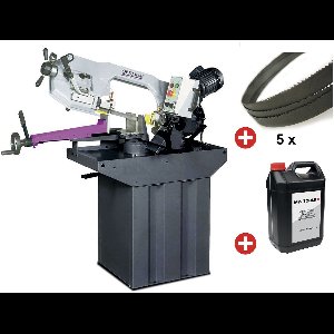 Metaalbandzaag 0-60° zaagcapaciteit rond 225 mm 1,1 kW 400V 45/90 m/min koeling incl. 5 lintzagen 1 bus koelmelk Optisaw S275P PACK 1