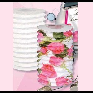 2 stuks lampionnen wit en rozen.