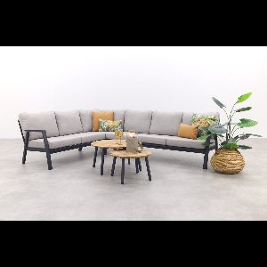 Viento/Mindo hoek loungeset (4-delig) - Royal Grey/Teak