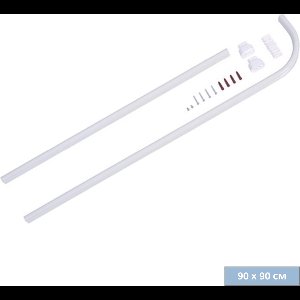 AquaVive douchestang ovaal 90x90 cm – Hoekopstelling – Aluminium – Wit