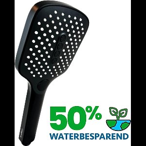 EcoRain© 50% Waterbesparende Douchekop Mark Vierkant 12 CM met Waterfilter - 5 Sproeistanden - Hoge Druk - Universele Aansluiting - Anti-kalk Douchekop - 2 jaar garantie - Zwart