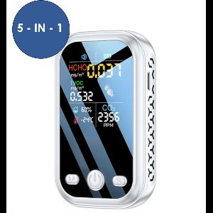 Heuts Goods - CO2 meter 5 in 1 - Hygrometer - Hygrometer binnen - CO2 Melder - Luchtvochtigheidsmeter - Co2 meter binnen - Wit