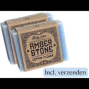 Amberblokjes 2x 'Boles d'olor Cotton Flower' - Inclusief verzenden - Blauw - Katoen - Amber stone blokje - Geurblokje - Geurverfrisser - Luchtverfrisser - Verfrisser - Parfum - Fris - Wc - Toilet - Kledingkast - Kast - Lade - Geurbrander - Brander