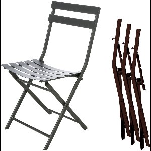 HESPERIDE HIXA Tuinstoelen - Klapstoelen - set van 4 - Tuinmeubelen - Terrasstoelen - Staal - Grijs - GREENSBORRO