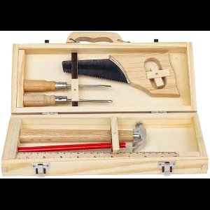 BigJigs houten gereedschapskist speelgoed DIY set 6-delig FSC.