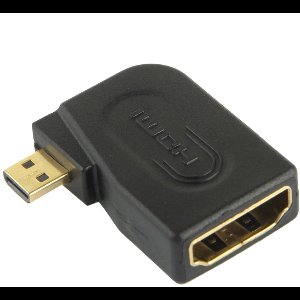 Micro HDMI Male naar HDMI Female - haakse hoek aansluiting - compacte adapter kabel connector - voor o.a. monitor en laptop - zwart