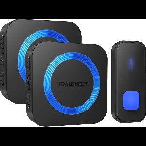 TRANSNECT - Draadloze Deurbel met 2 Ontvangers - 52 Melodieën - 5 Volume - IP65 Waterdicht – met Batterij voor 2 Jaar - Zwart