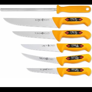 Eikaso Solingen 6-delige Slagersmessenset – Molybdeenstaal – Geel Handvat – Voor Slager, BBQ of Wild – Solingen Duitsland