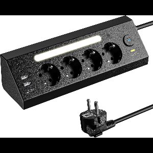 StayPowered Hoek-Stekkersblok - Compact en Slim Ontworpen Voor Maximaal Gebruiksgemak - 4-Weg Stopcontact - 2x USB-A - 2x USB-C - 2 Schakelaars - LED-Verlichting - 1.8m Kabel - Overspanningsbeveiliging - Zwart - Levering Sneller dan Aangegeven!