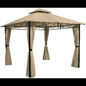 Luxe Paviljoen 3x3m | Tuinpaviljoen Steengrijs | Zonder Schroeven Opzetten | 100% Waterdicht PVC gecoat 270g/m² | Met Zijwanden | Partytent / Overkapping / Tuintent | Façil