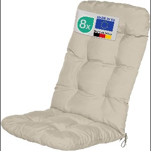 Beautissu Flair HL - Set van 8 Tuinkussen Hoge Rug - 120x50x8cm - Natuur - Tuinkussen in Matraskussen Kwaliteit