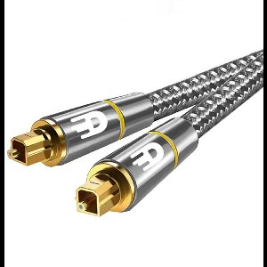 Drivv. Premium Toslink Optische Kabel Nylon - Optische Audiokabel - Optical Audio Kabel - Soundbar - Male to Male - 2 meter - Grijs