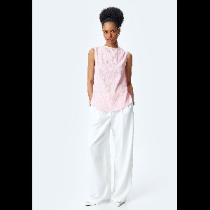 Mouwloos Bamboe Kraag Kurzarmbluse