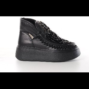 NAN-KU dames boot Teletubbie leder zwart