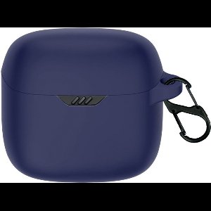Somstyle Hoesje Geschikt voor JBL Tune Flex Draadloze Oordopjes - Zacht Siliconen met Clip – Donkerblauw