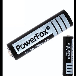 PowerFox® 1x 18650 Lithium batterij 3,7V 6800mAh oplaadbare batterij zwart
