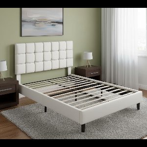Luxe Gestoffeerd Tweepersoonsbed 140x200 cm – Verstelbaar Hoofdeinde & Robuust Metalen Frame – Beige Slaapcomfort-Medahomestore